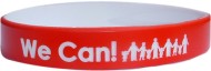 red with white colored  text custom silicone wristbands