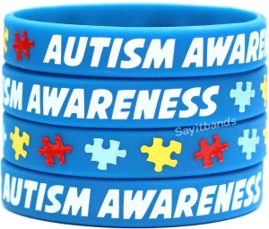 Forge Light Blue Puzzle Piece Autism Awareness Silicone Bracelet Wristbands 