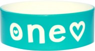 white plus pink text silicone wristbands in 1 inch size
