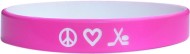 pink with white colored text custom silicone wrist bands