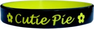 black with yellow colored text custom silicone wristband