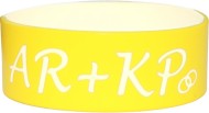 pink with white colored text one inch bands