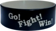 black with silver colored text 1" silicone wristband