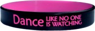 black with pink colored  text custom silicone wristbands