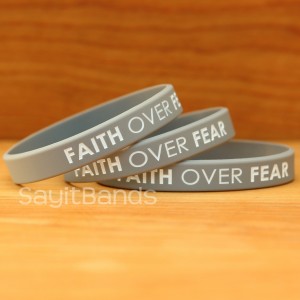 Debossed Color Filled Silicone Bracelet Bands 100 FAITH OVER FEAR Wristbands 