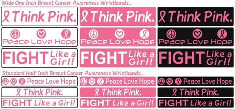 Pink Breast Cancer Awareness Wristbands