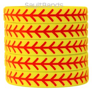 SayitBands 15 Child Size Softball Design Wristband Silicone Bracelet 